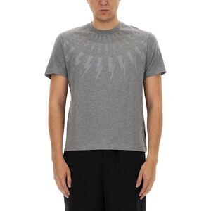 NEIL BARRETT Men's Lightning Bolt Print T-Shirt Men GREY T-Shirts